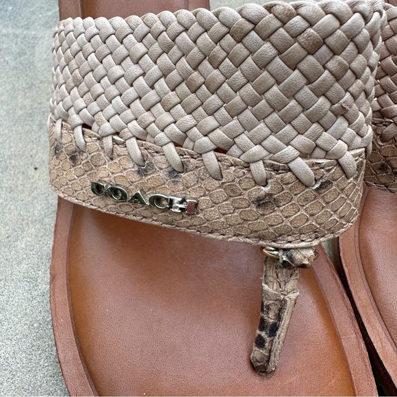 Coach Shaw Leather Woven Heeled Slide Snake Print Sandals Size 6.5 NWOB - Picture 7 of 10